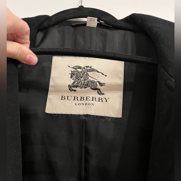 Burberry Black Wool Belted Mid-Length Coat - Picture 3 of 16